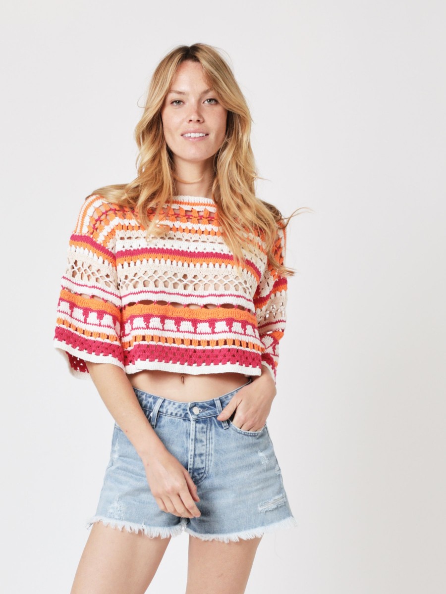 ANALISA I 3/4 sleeve crochet sweater