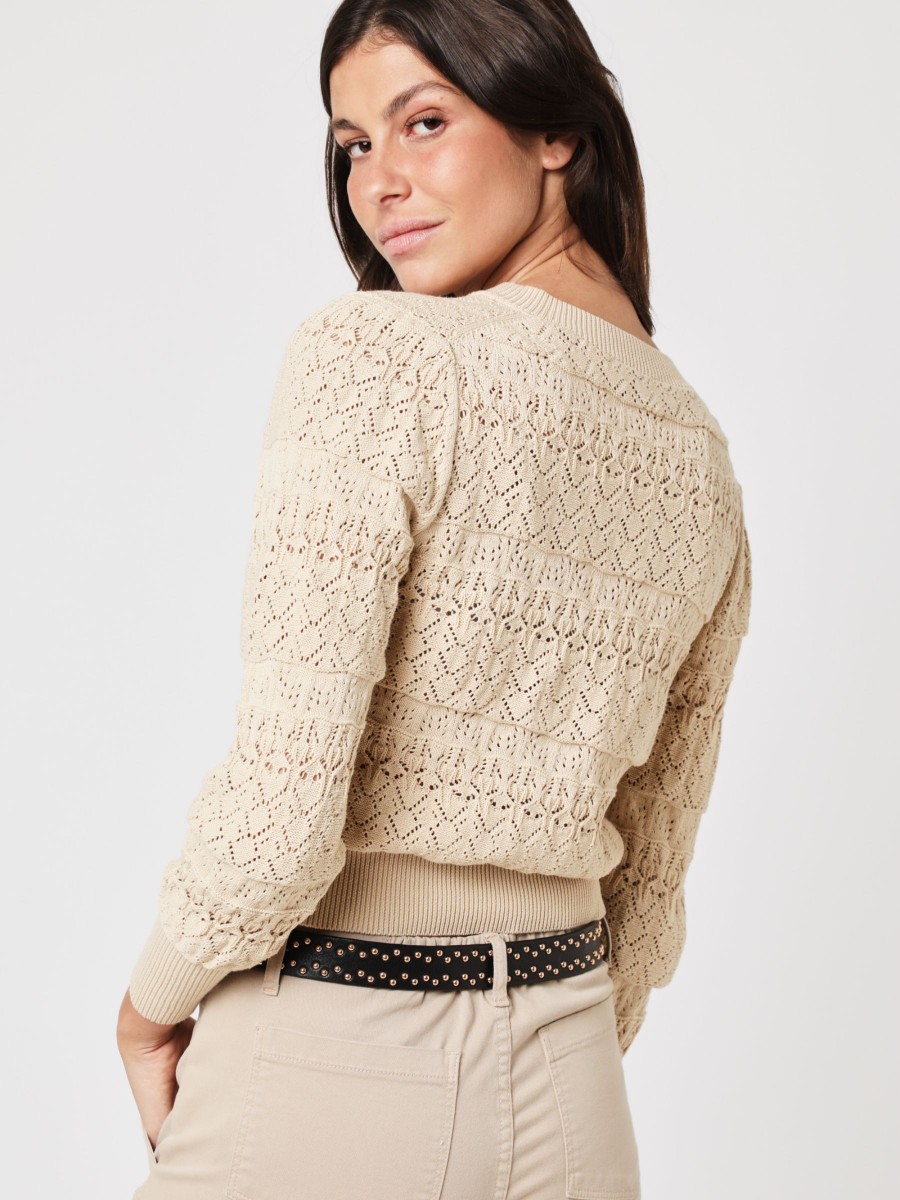 GUSTINA I Long sleeve crochet cotton waistcoat