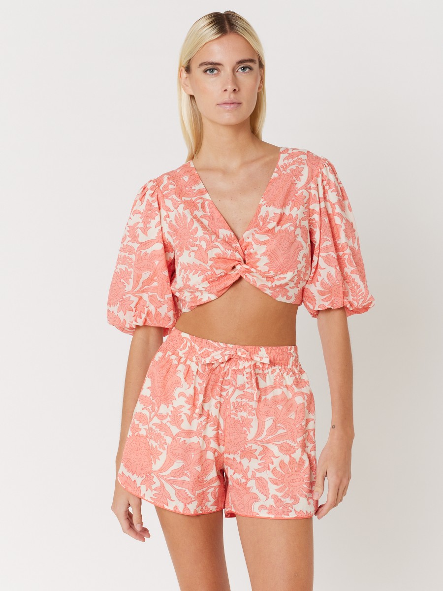 TOMA I Cotton puffy sleeve crop top