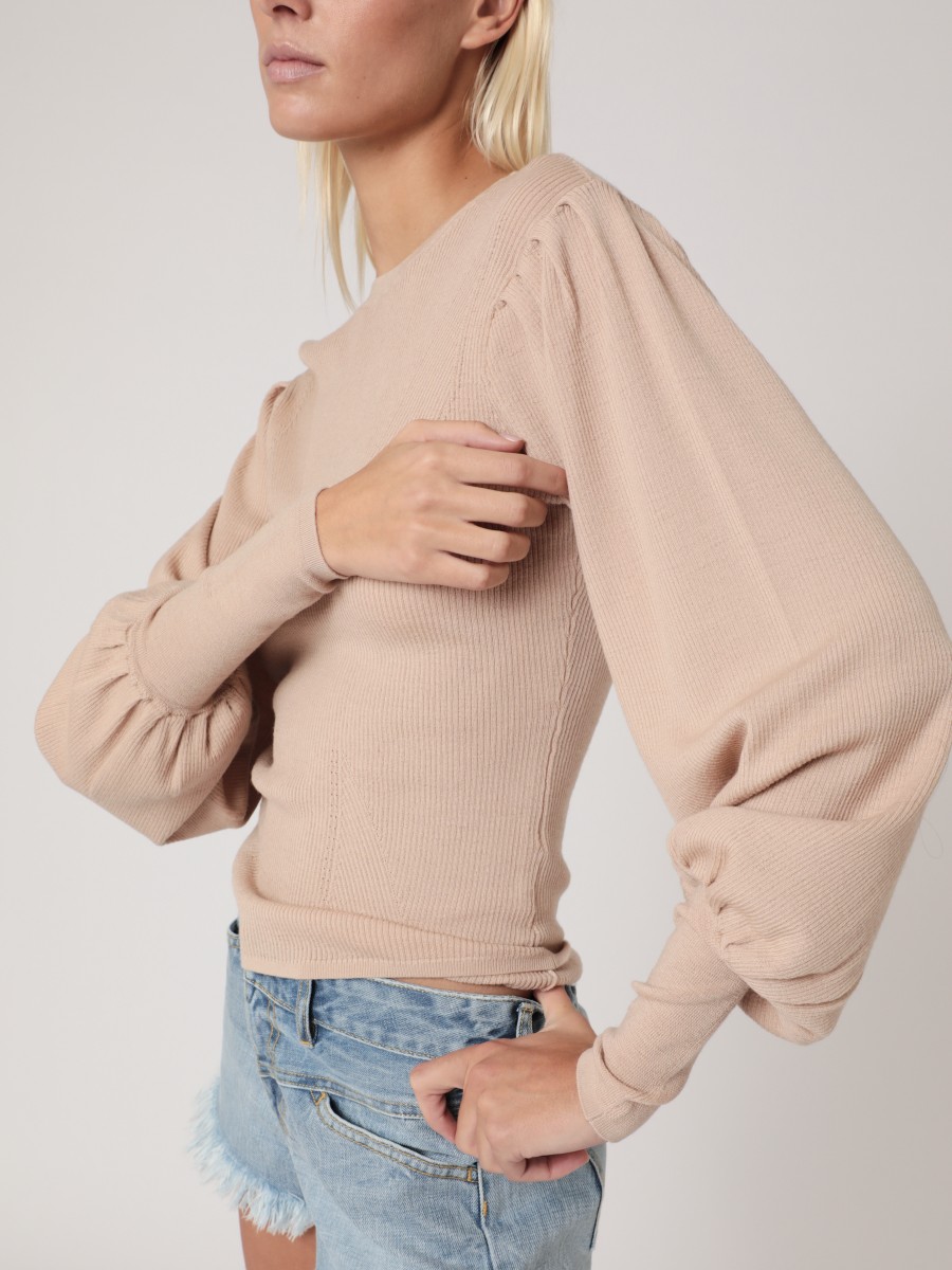 ARIA I Long puff-sleeved wool sweater