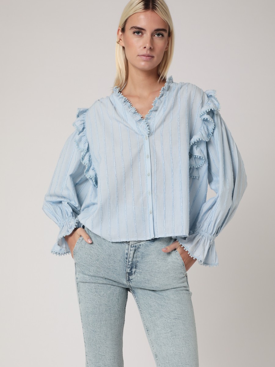 BALINEA I Long-sleeved cotton blouse with ruffles