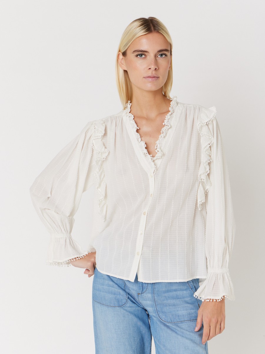 BALINEA I Long-sleeved cotton blouse with ruffles