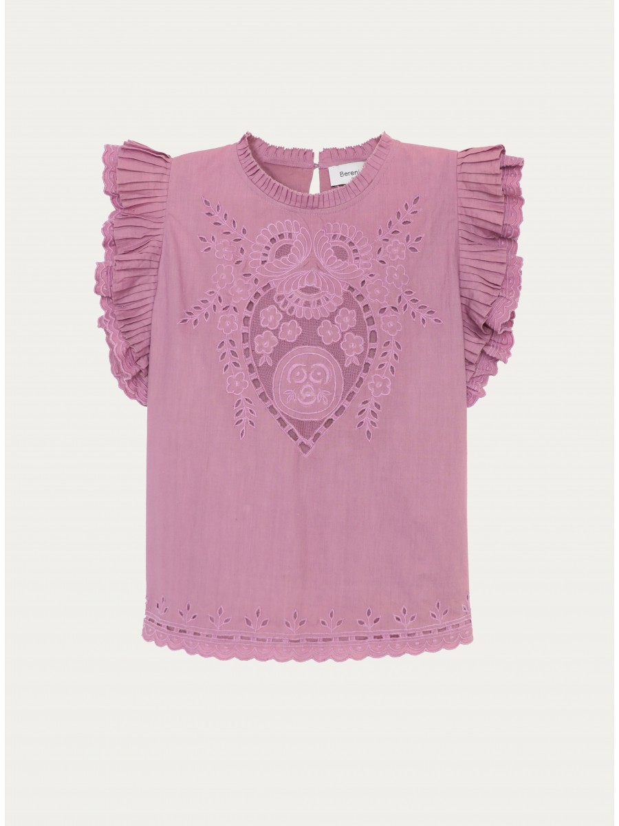 TESS I Embroidered ruffled cotton top