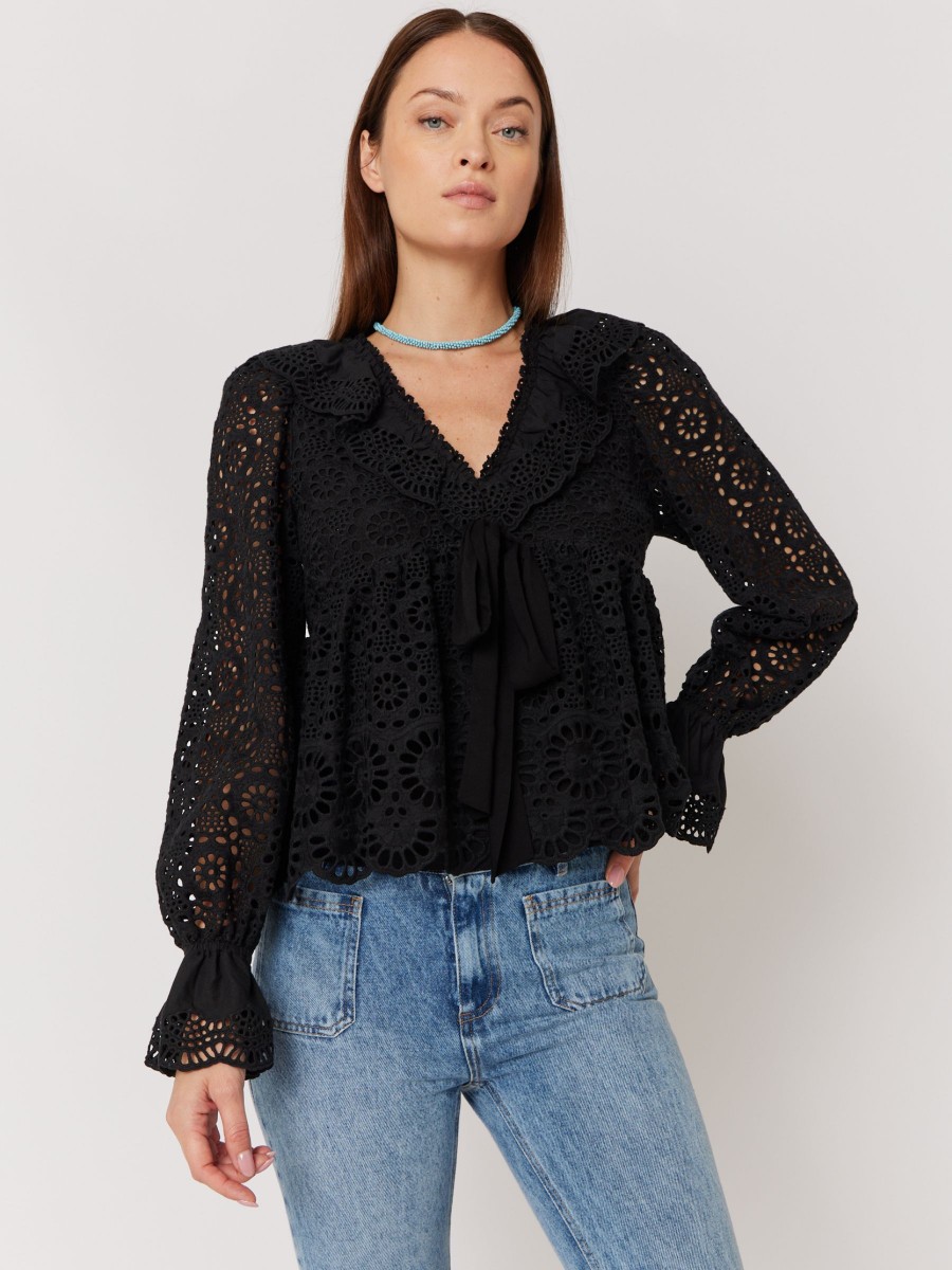 CLEO I Plain embroidered cotton blouse