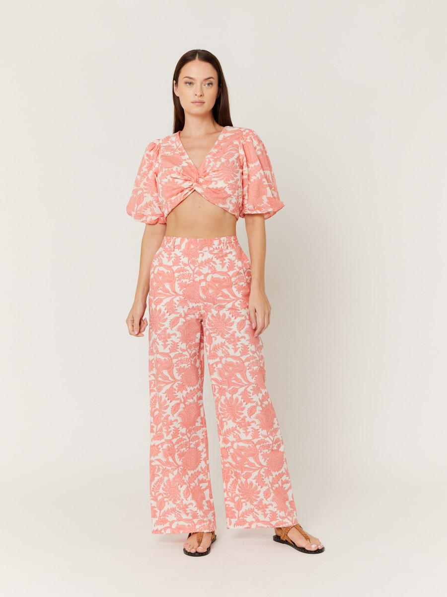 PIERRE I Fluid printed cotton trousers