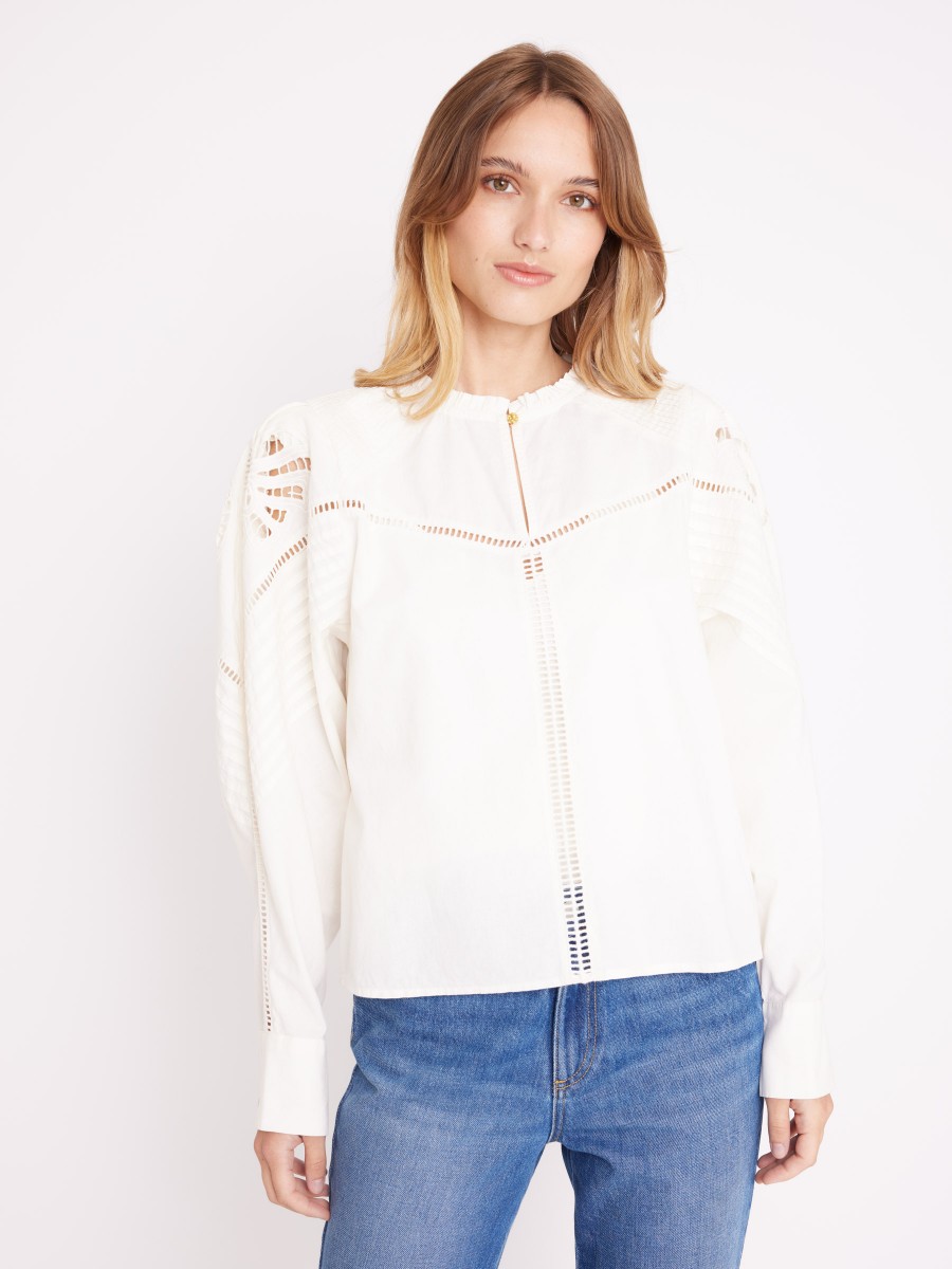 BARBARA | Blusa blanca lisa con bordados