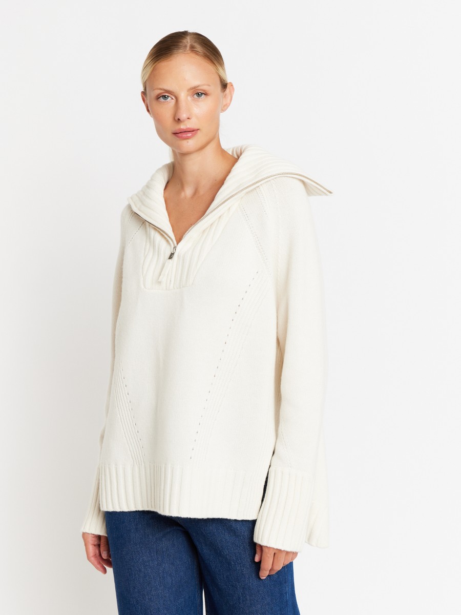 ANNSOFIA | Oversized white jumper with trucker neck