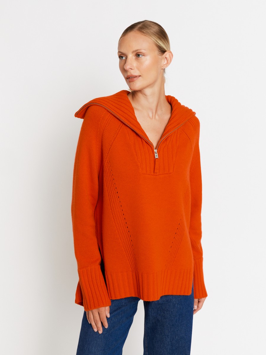 ANNSOFIA | Oversized orange truck-neck jumper
