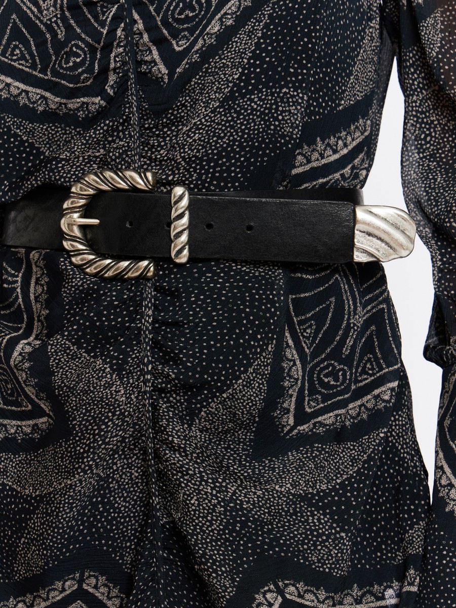 PRAIANO | Black leather belt
