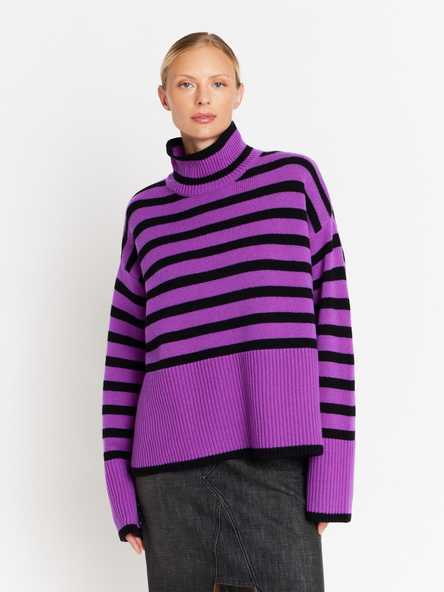 AQUA | Oversized purple striped jumper