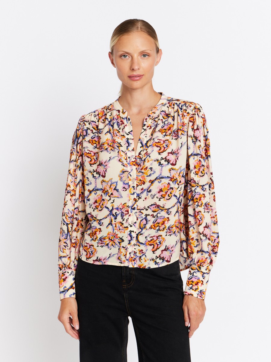 CORNA | Floral print blouse with puffed sleeves