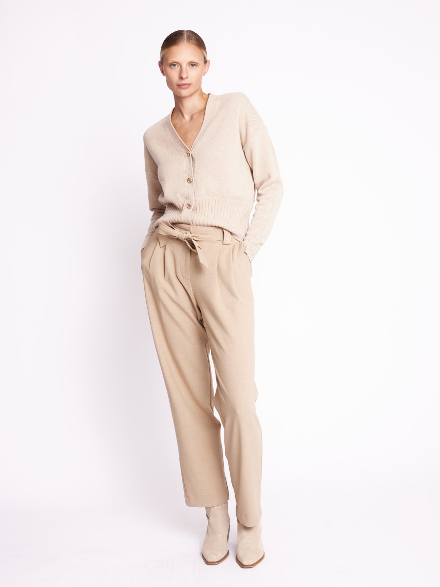 PASCALINE | Pantalones plisados beige