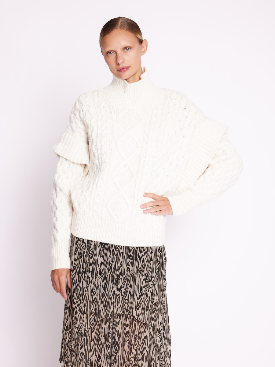 ADELAIDE | Jersey blanco oversize con mangas de volantes