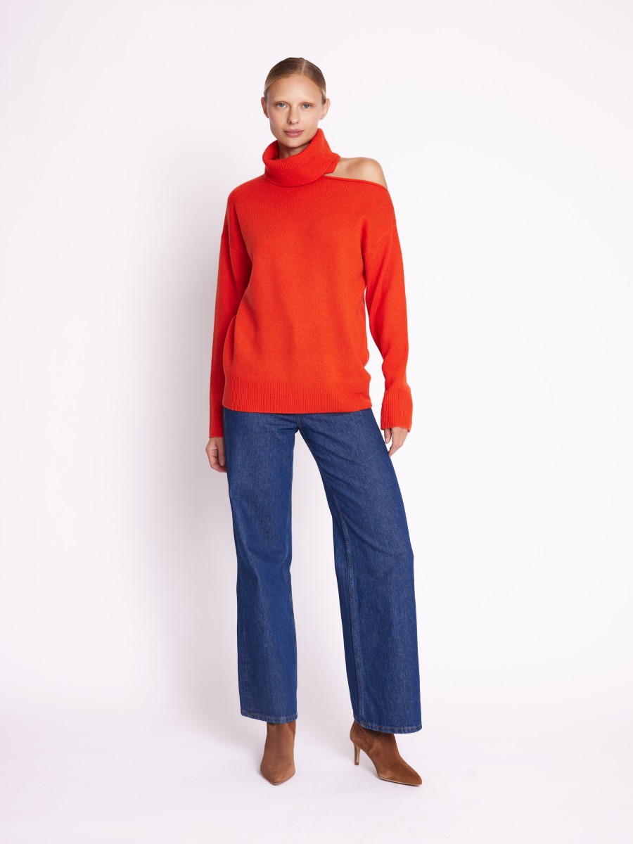 ADINA | Orange turtleneck jumper with opening