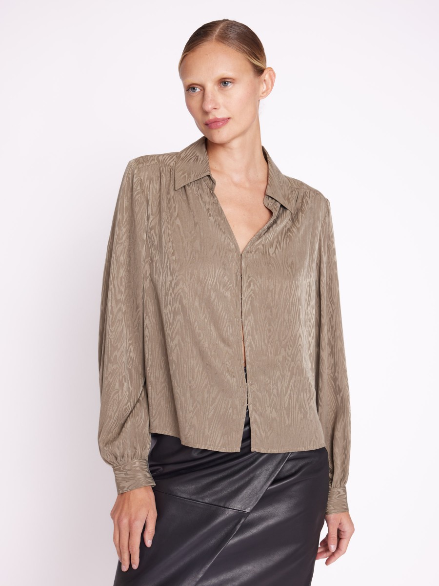 BUDA | Khaki silk print blouse
