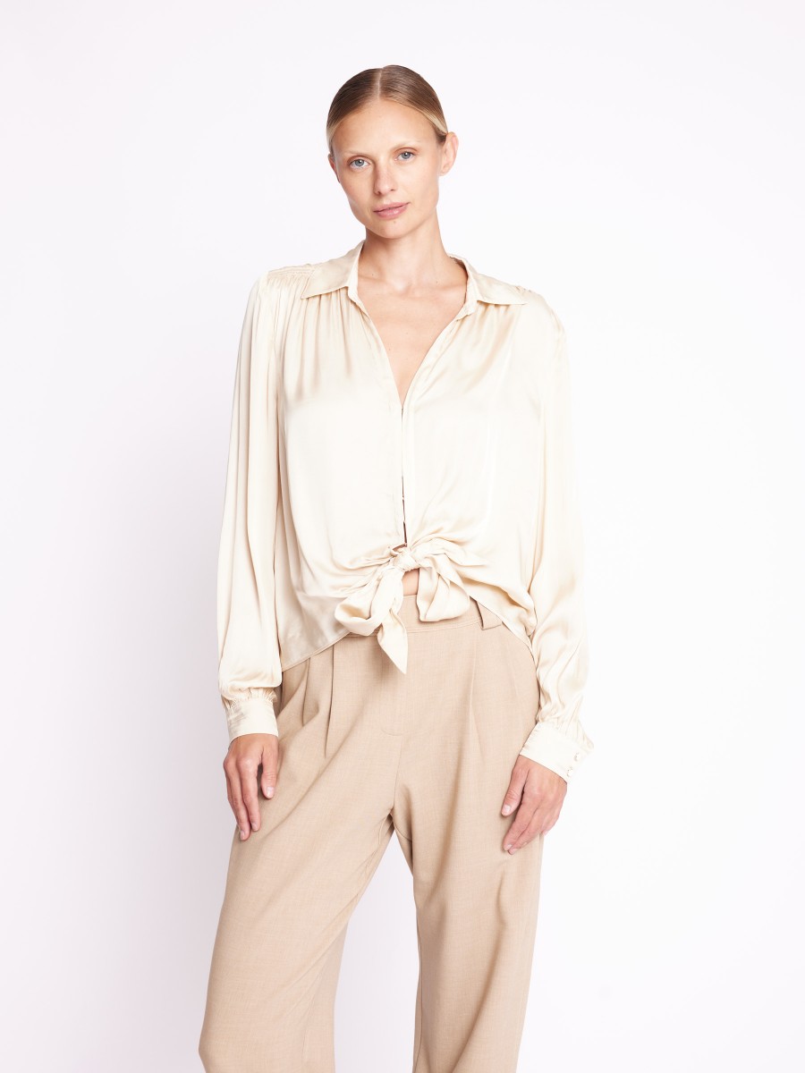 BUDY | Beige blouse tied at front