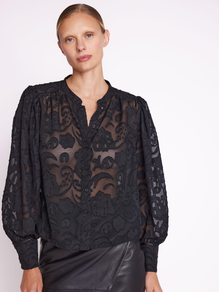 CORNA | Sheer black patterned blouse