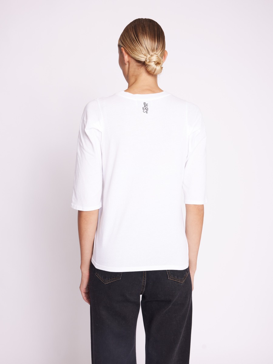 T-shirt blanc à manches courtes bouffantes