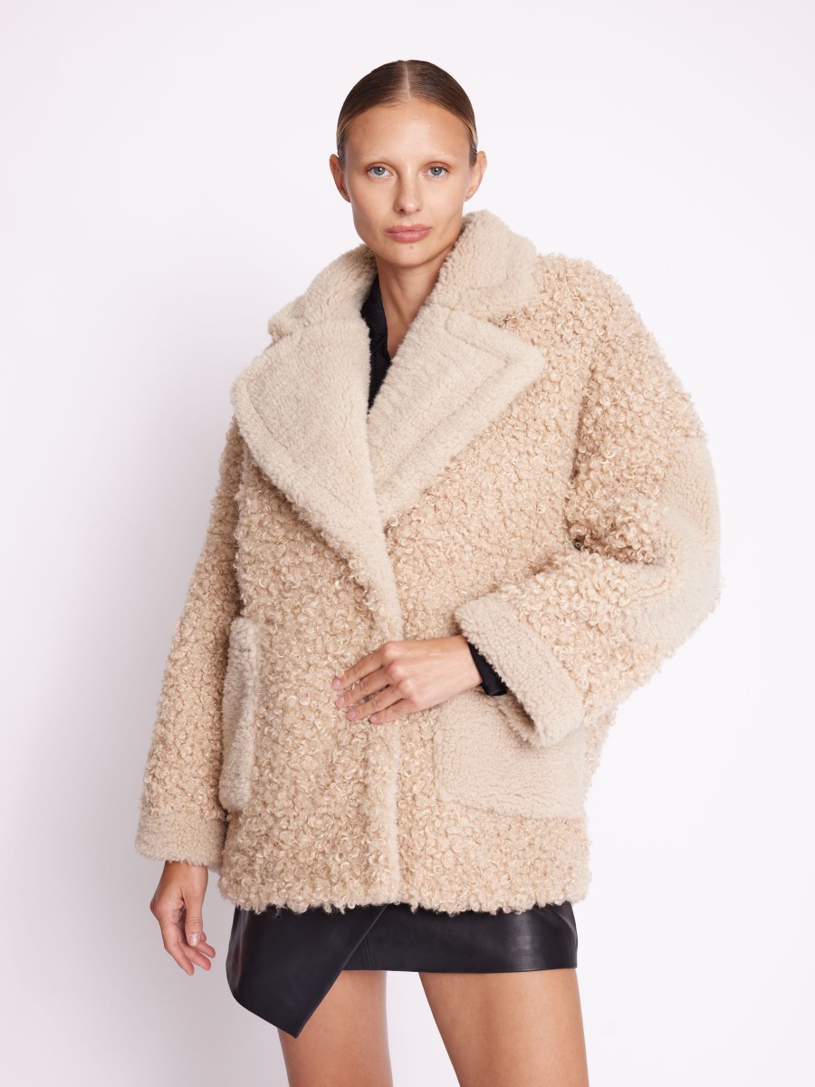 MIA | Camel coat in faux fur with lapel collar