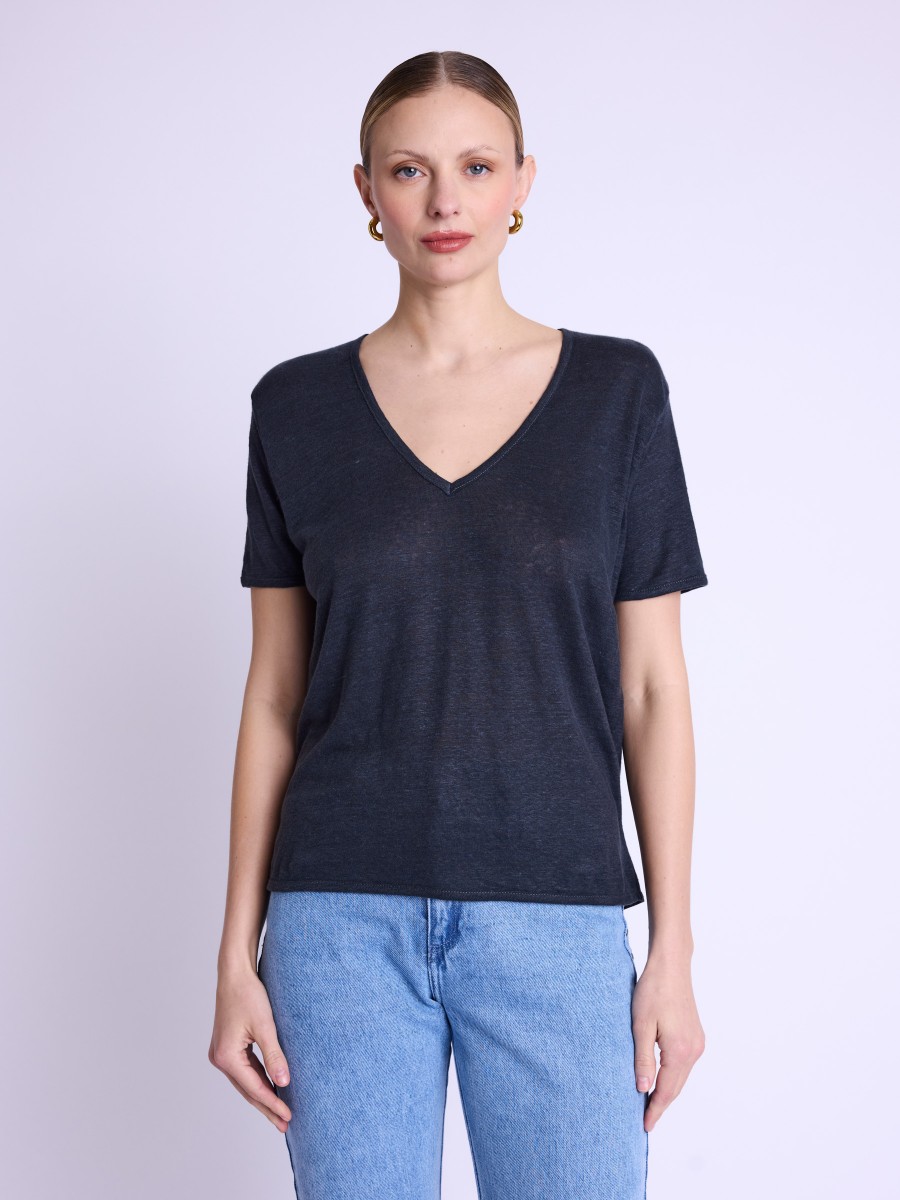 EMMANUELLE | Grey linen T-shirt