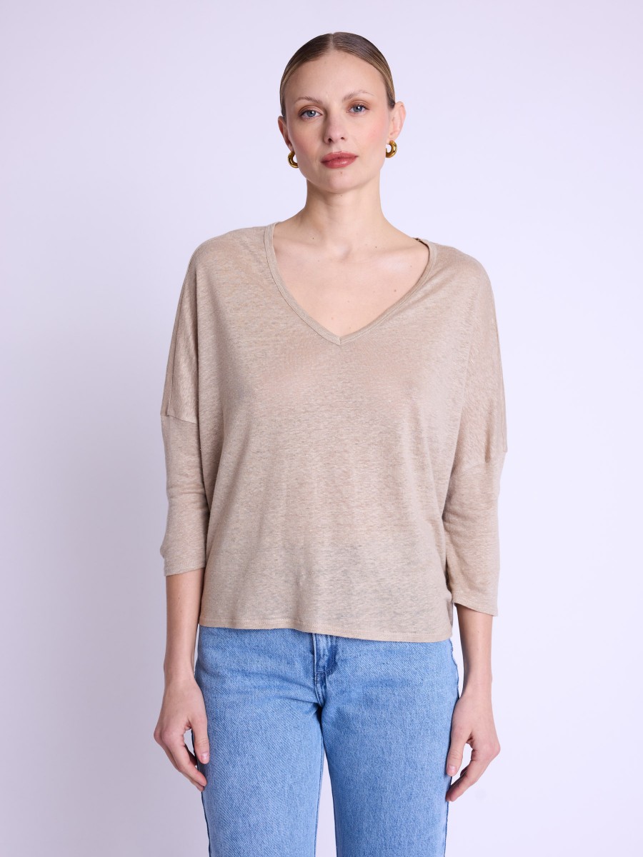 EVAELLE | Camiseta de lino beige
