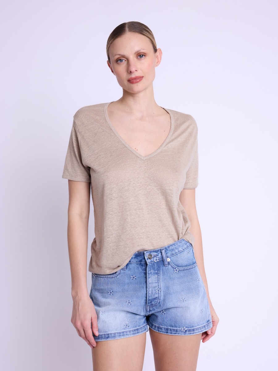 EMMANUELLE | Camiseta lino beige
