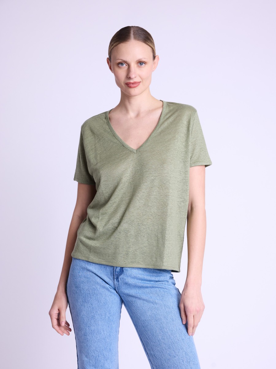 EMMANUELLE | T-shirt in khaki linen