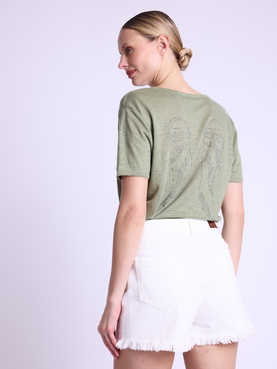 EMMAAILES | Camiseta de lino caqui
