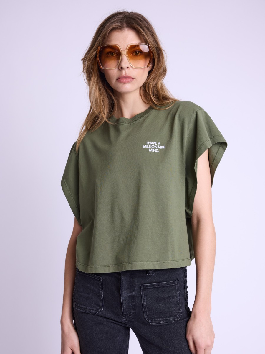 EDMOND | Khaki T-shirt with shoulder pads