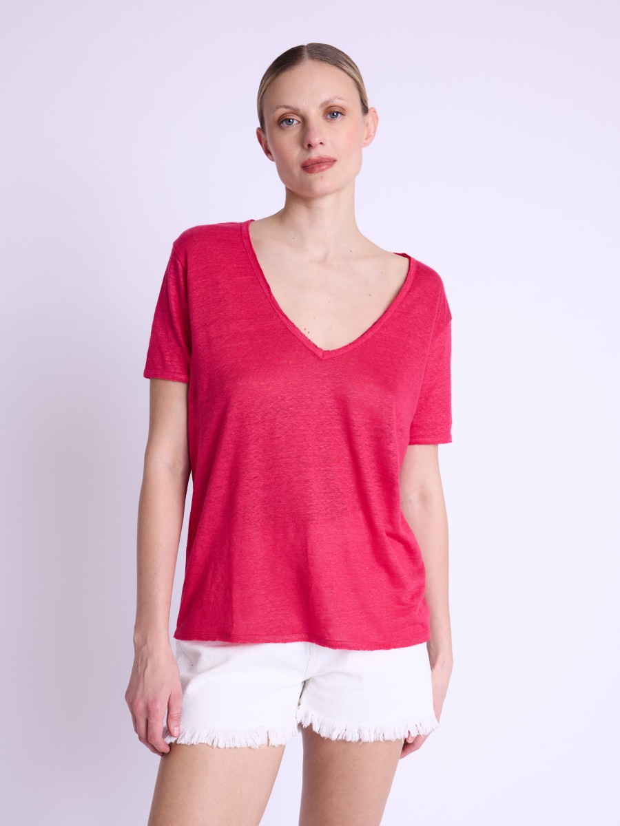 EMMAAILES | Fuchsia linen T-shirt