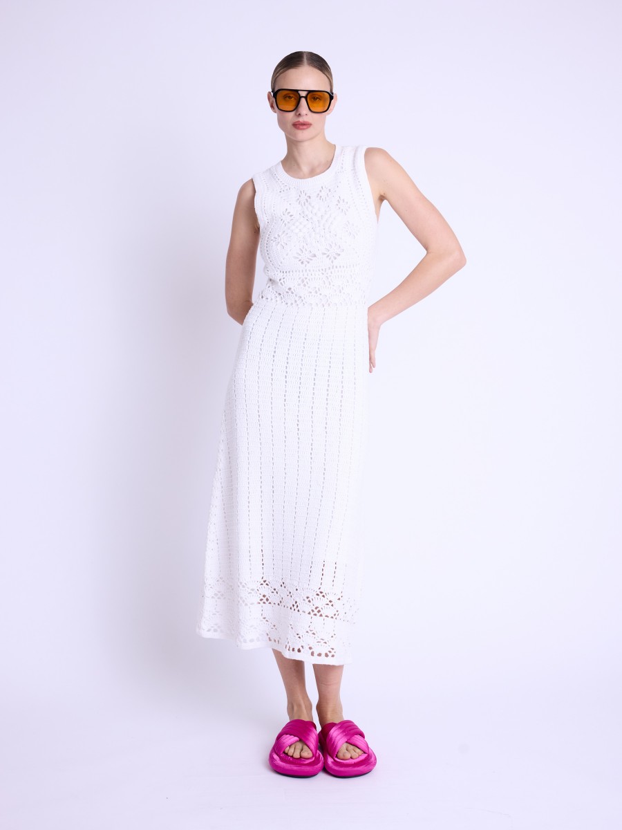 ROAZAC | Vestido de crochet blanco