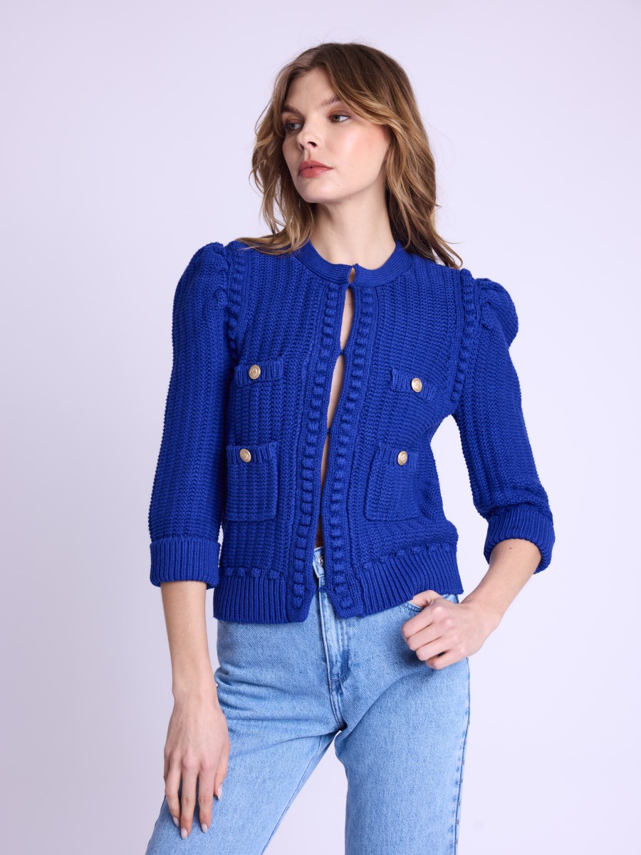 GEMMA | Blue knit cardigan