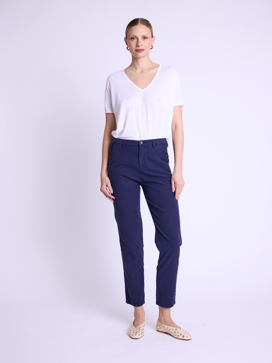 BOMBAY | Plain navy casual trousers