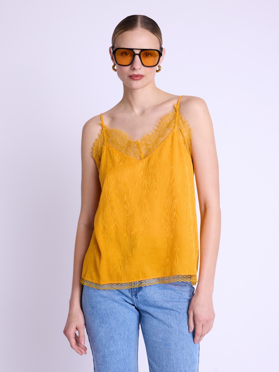 TAYLOR | Camiseta de tirantes de seda amarilla