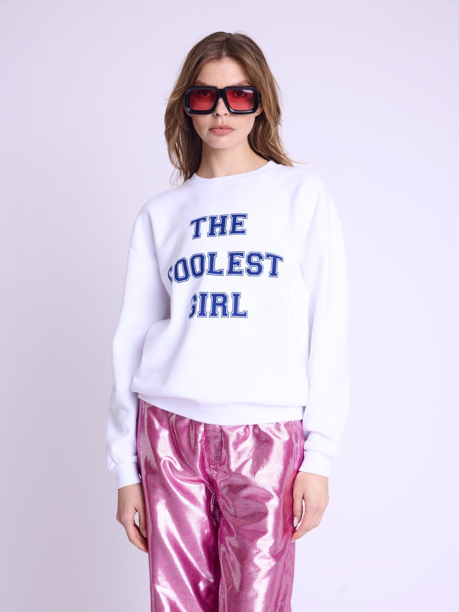 DELIE | White sweatshirt with inscription on front