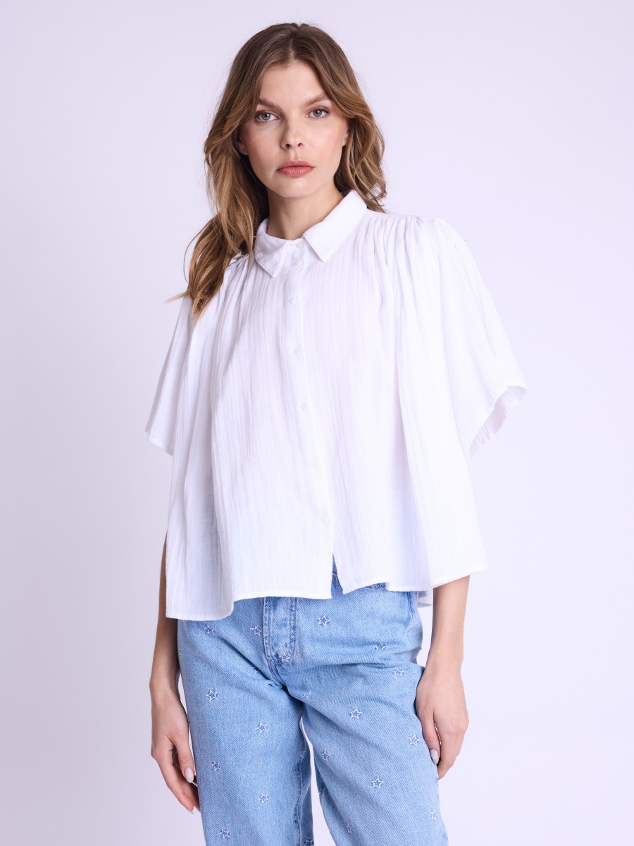 CRISTIFLY | Chemise oversize blanche à manches courtes