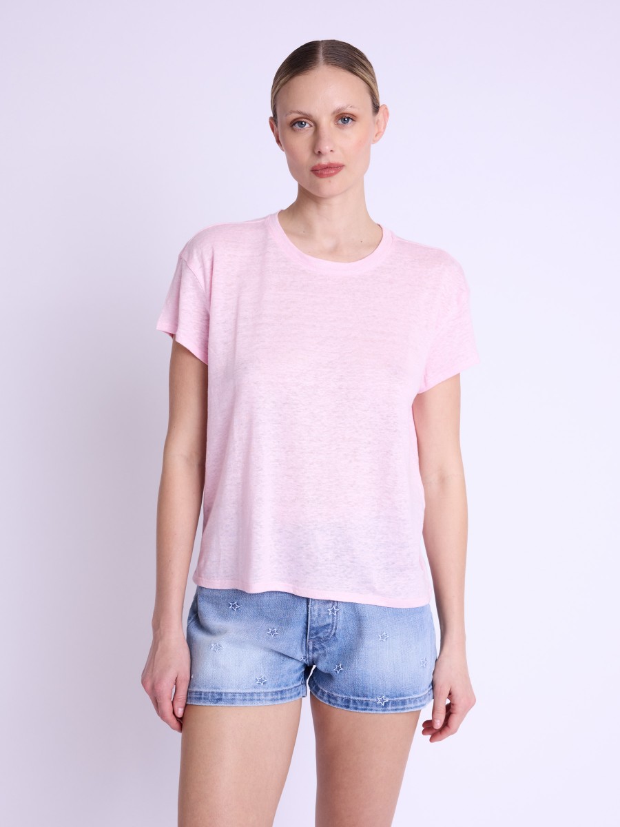 ESMA | Camiseta lisa de lino rosa