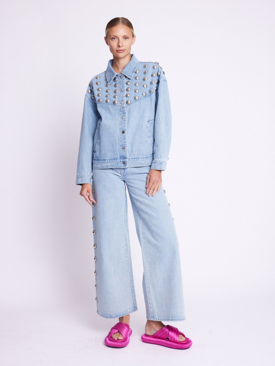 MEMPHIS | Flare trousers with studs on side