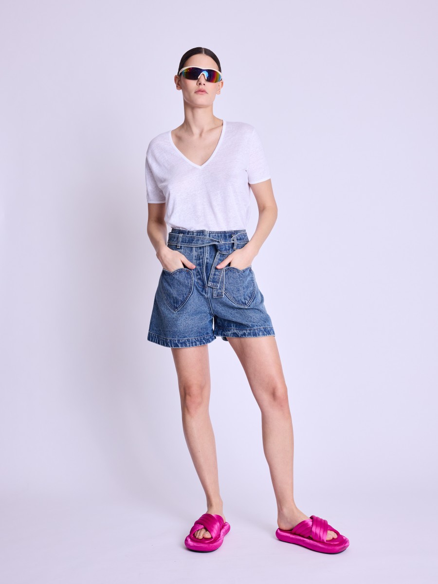 SILVIO | Denim shorts with heart pockets