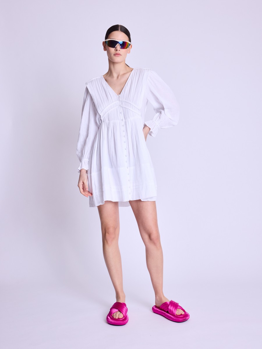 ROBERTA | Robe courte blanche décolleté