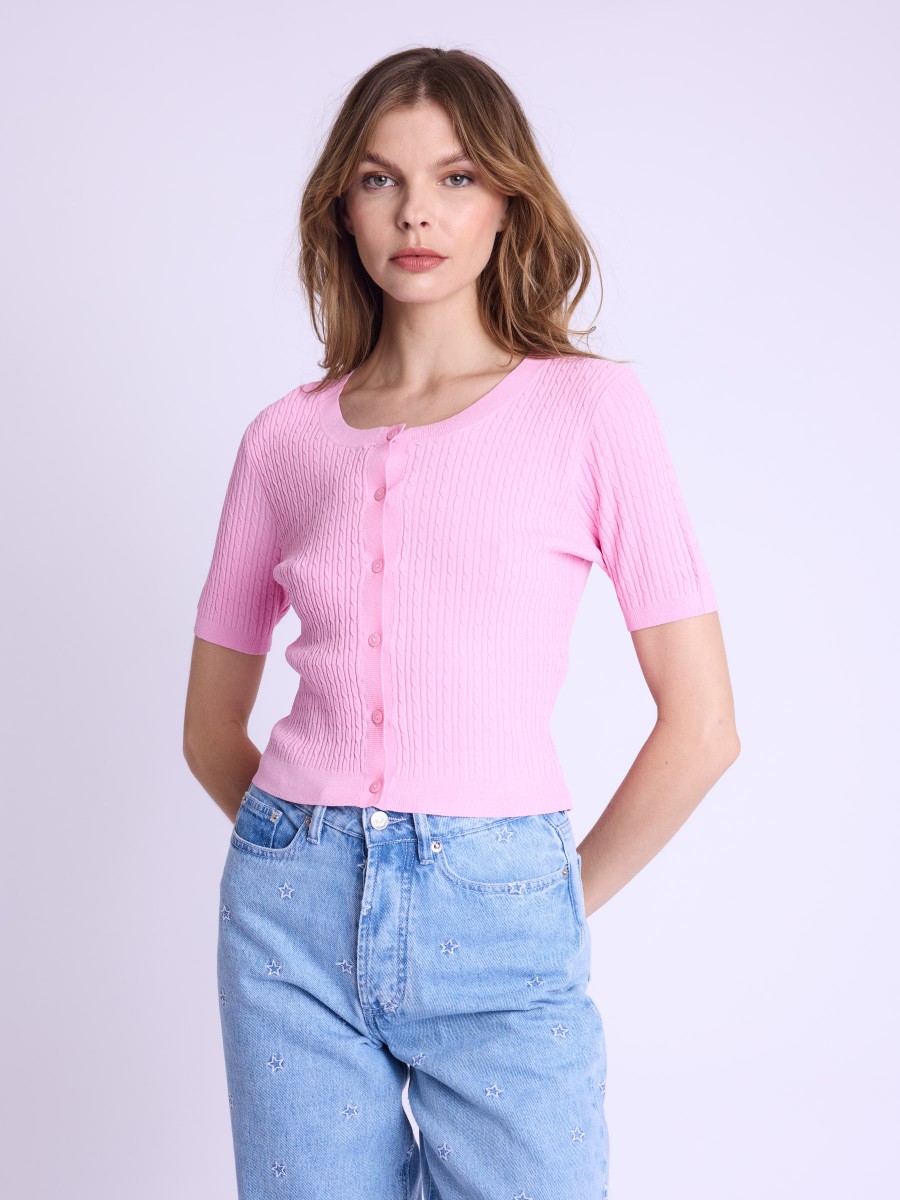 GABIN | Pink cardigan with short sleeves