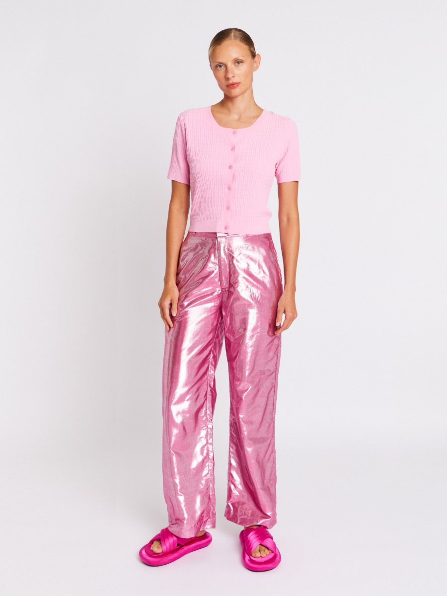 PEPA | Pantalón rosa efecto metalizado
