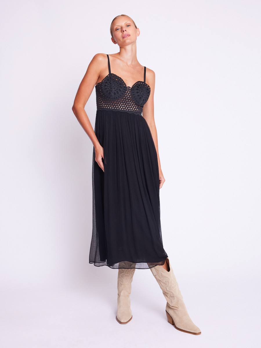 REINA | Black maxi dress with embroidery
