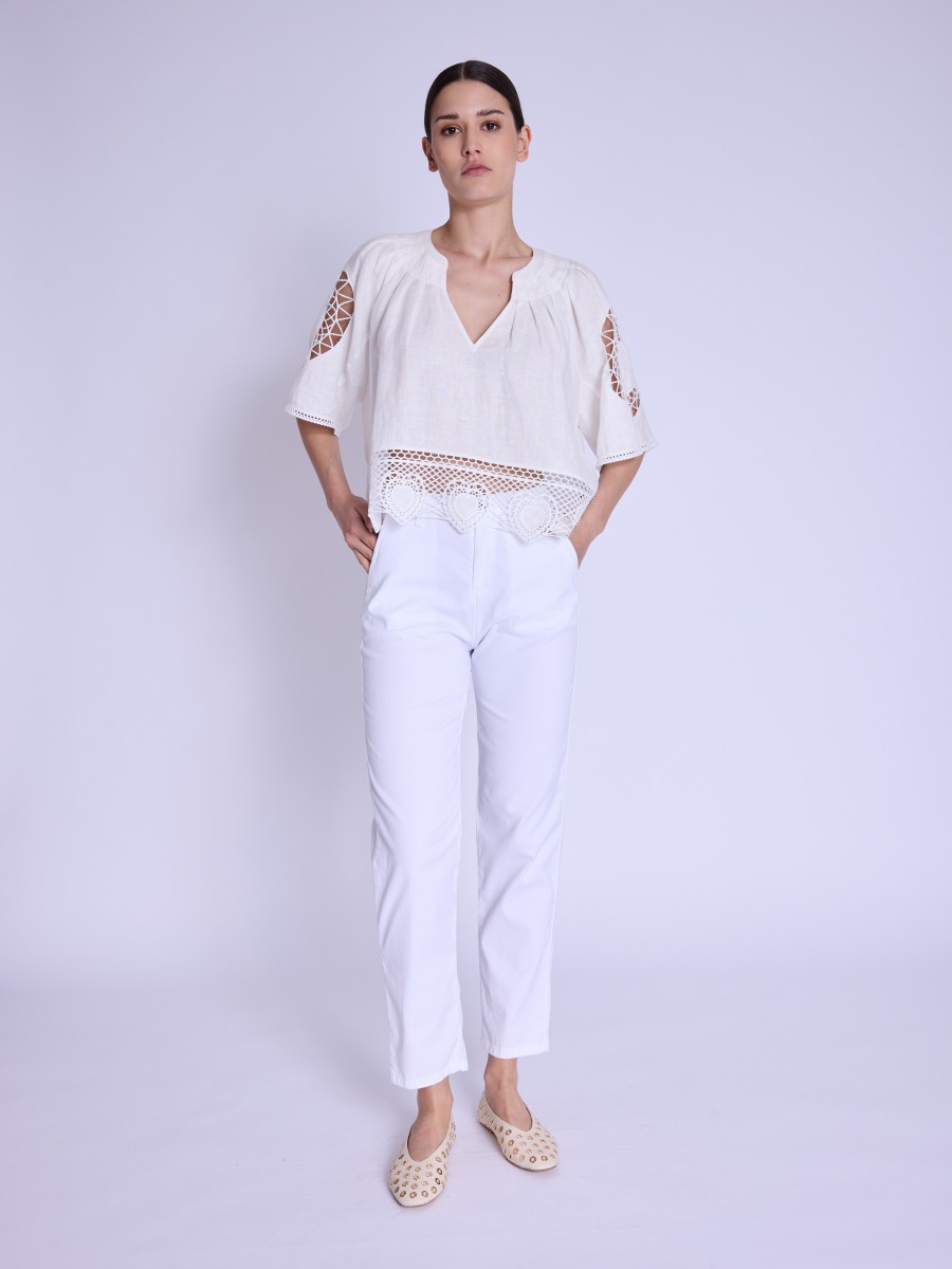 BOMBAY | Pantalon casual blanc uni