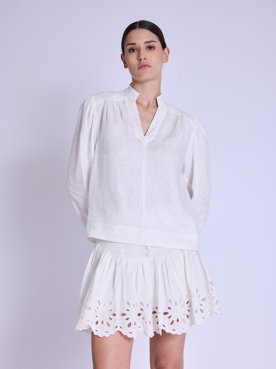 BEATRIZ | White linen blouse