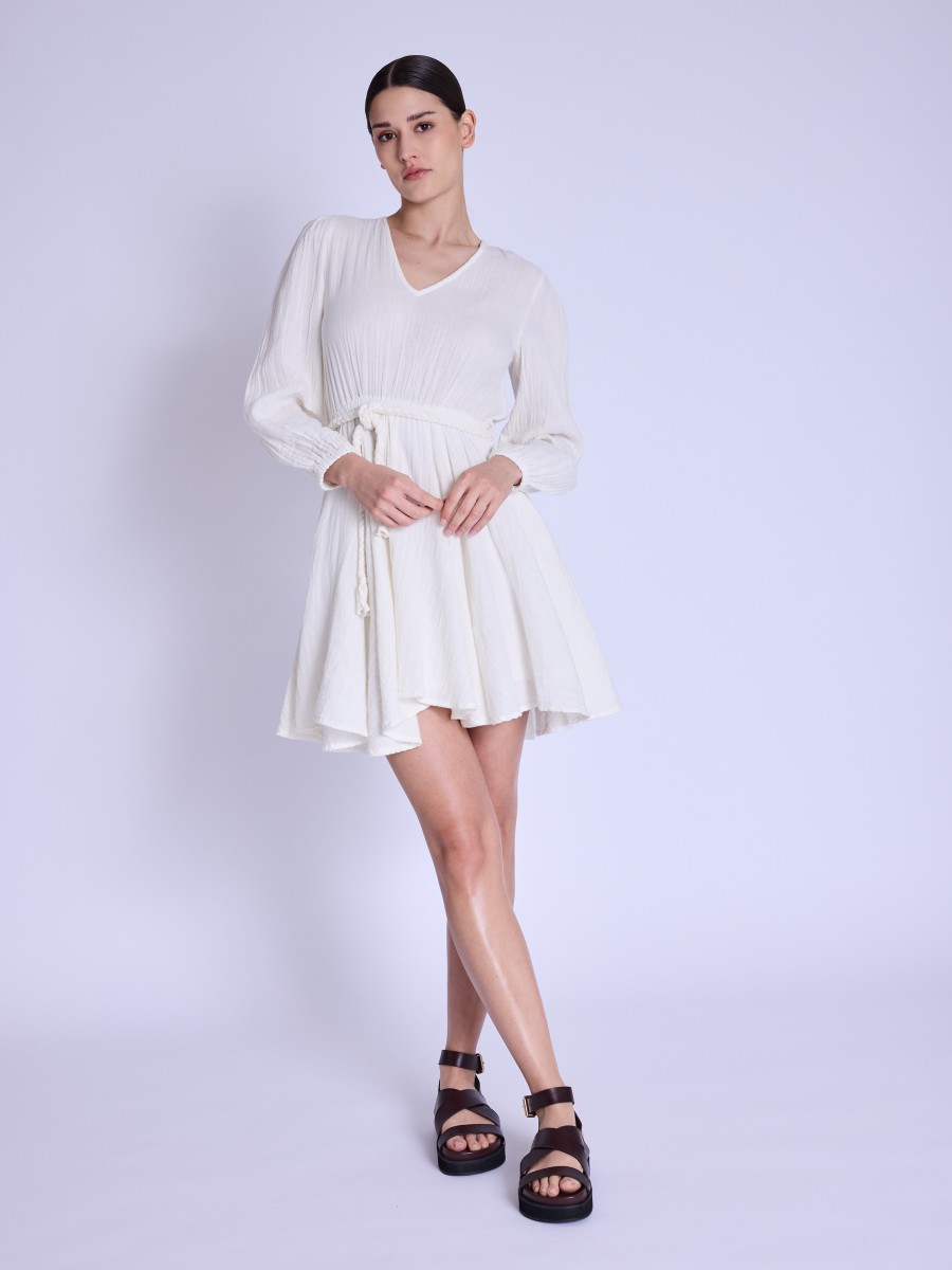 ROMANA | Robe courte blanche col V