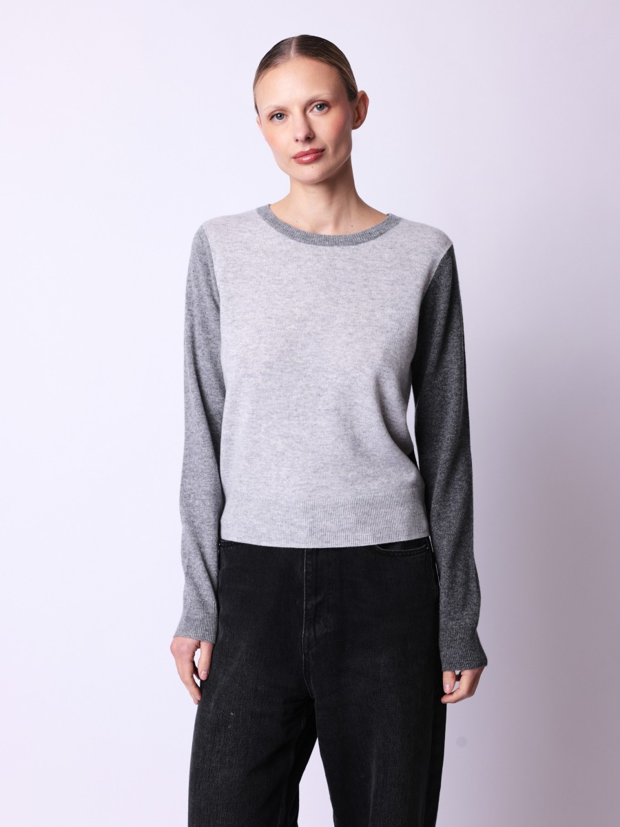 ABREL Sweater | Round Neck Sweater in Shades of Gray