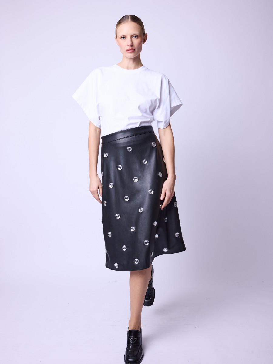 JONATA ​​skirt | Black mid-length skirt with back closure