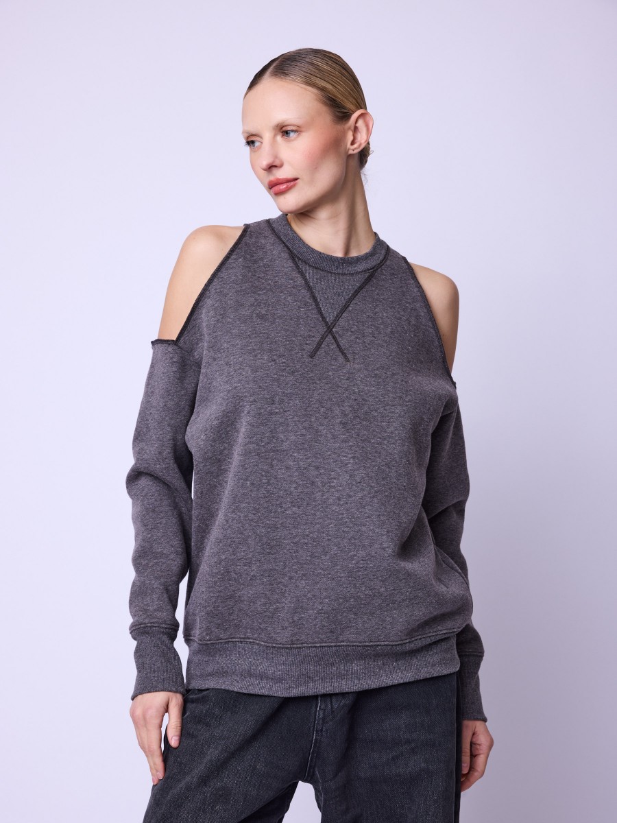 DAWSON sweatshirt | Gray off-the-shoulder sweatshirt