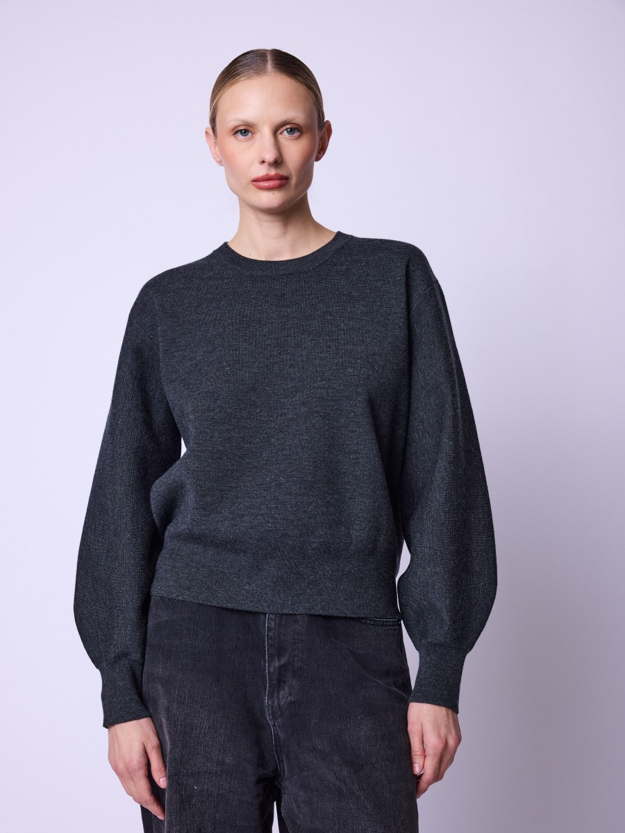 AIMERIC sweater | Short grey wool sweater